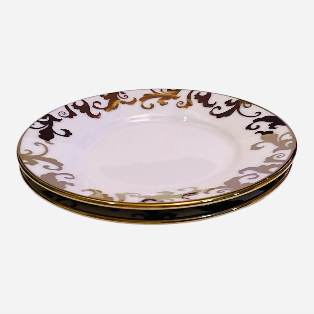 Ciroa Luxe “Fiori Gold” Porcelain Side Plates – Set of 2 – 6 Inch - Picture 5 of 6